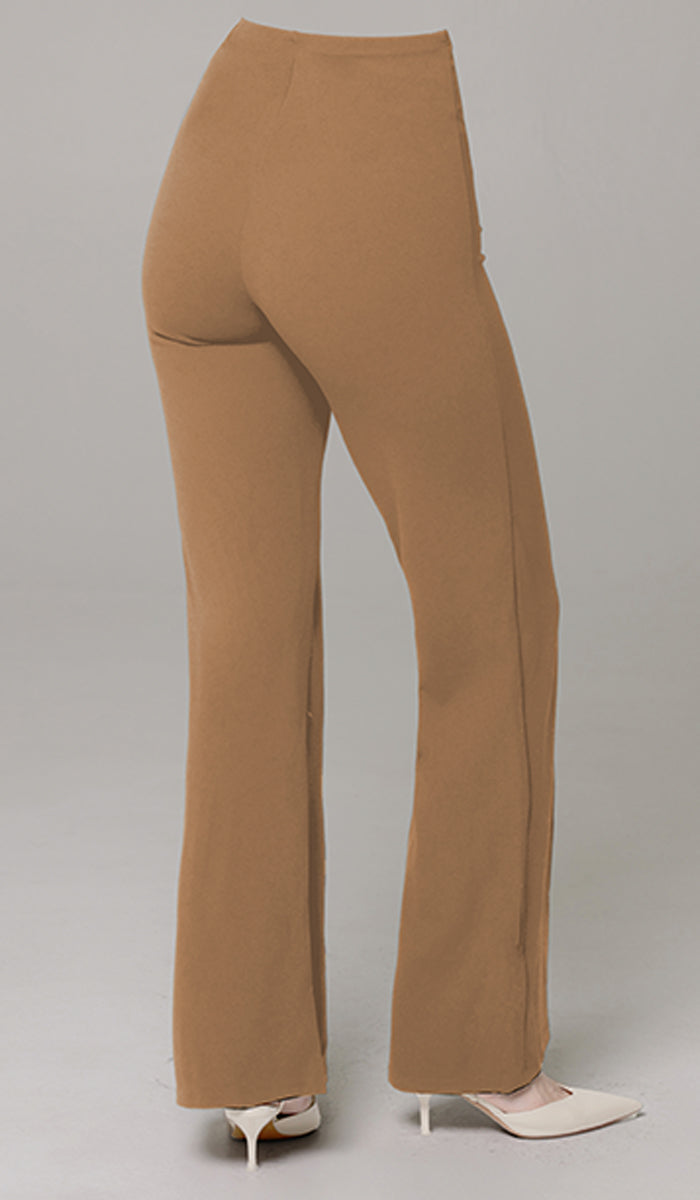 Riva Tailored Stretch Flared Pants - Caramel