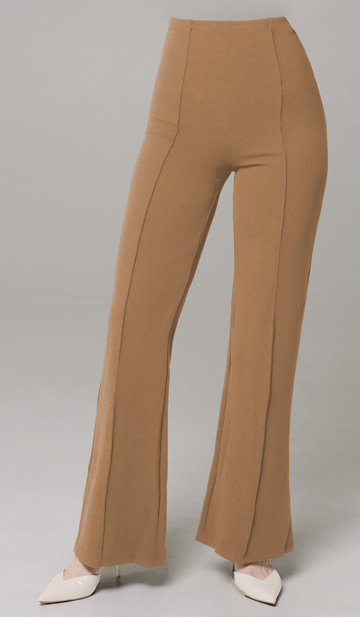 Riva Tailored Stretch Flared Pants - Caramel