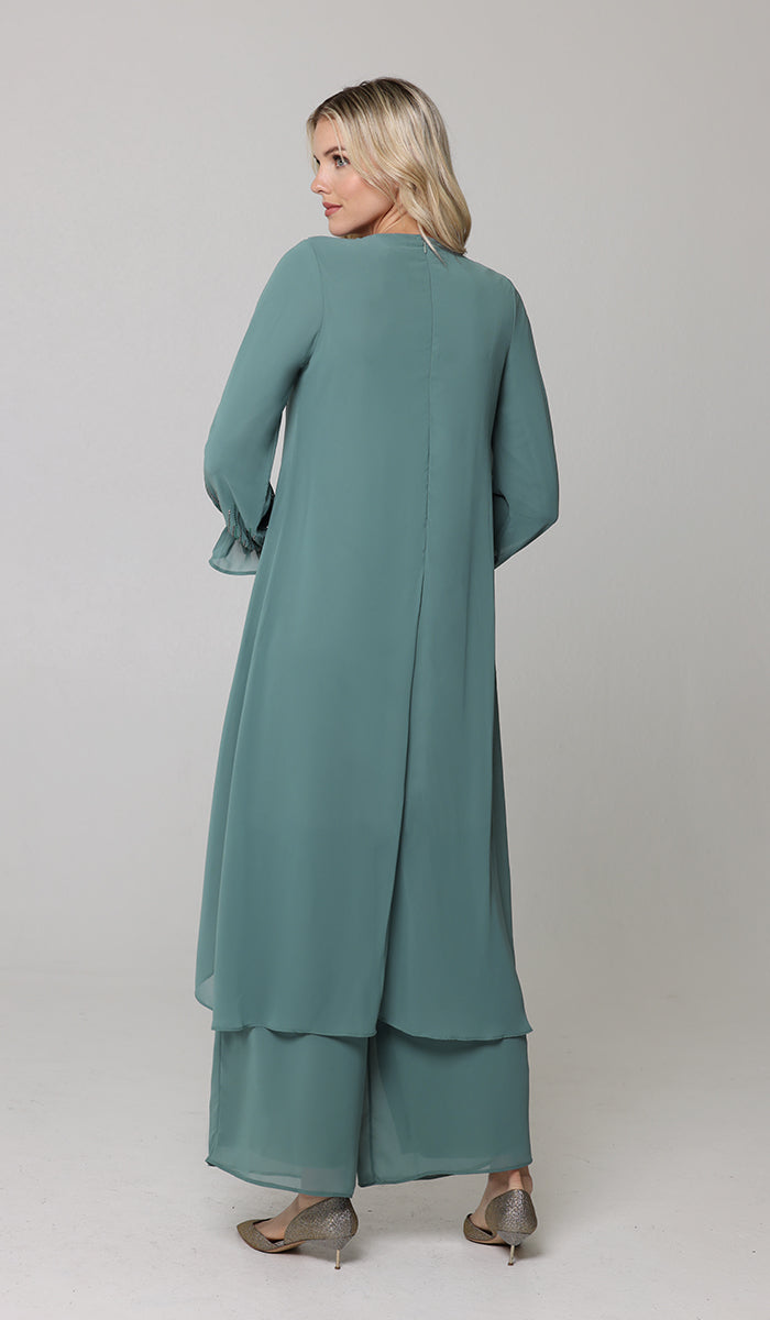 Tunique midi longue et modeste Safa - Vert d'eau