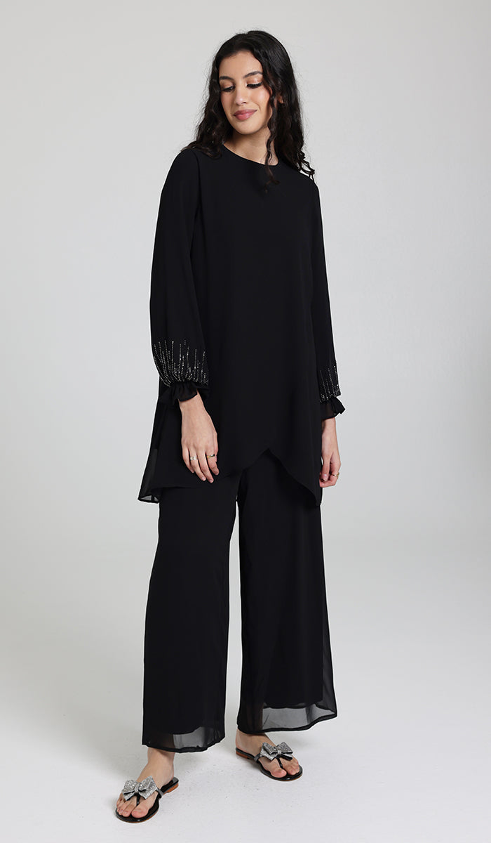 Seema Dressy Long Modest Tunic - Black