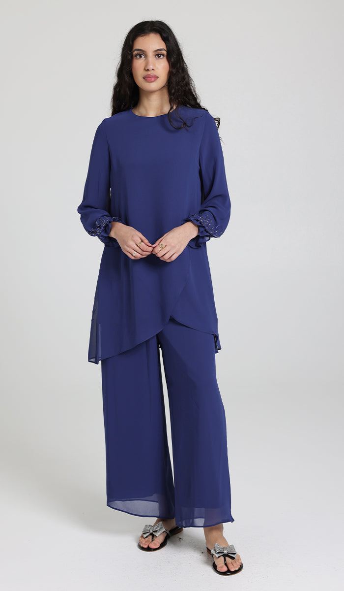 Seema Dressy Long Modest Tunic - Blue