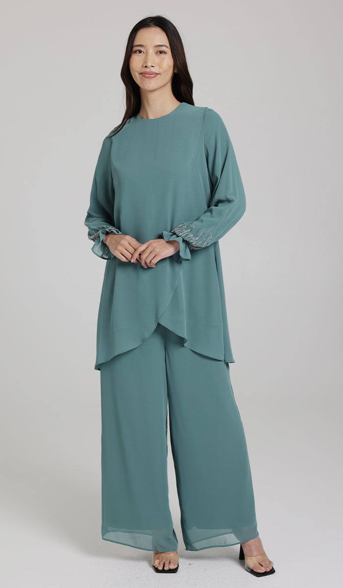 Seema Dressy Long Modest Tunic - Sea Green