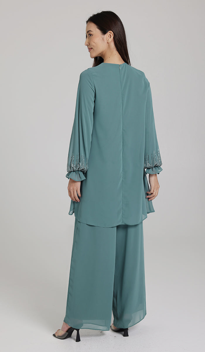 Seema Dressy Long Modest Tunic - Sea Green