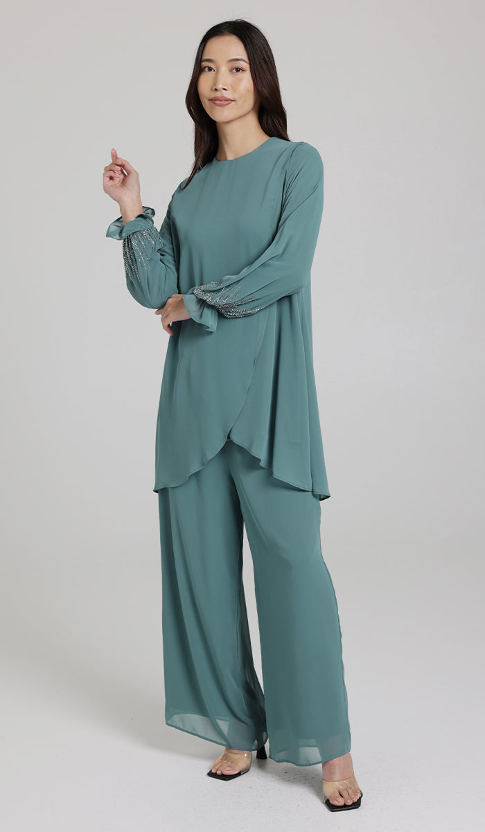 Seema Dressy Long Modest Tunic - Sea Green