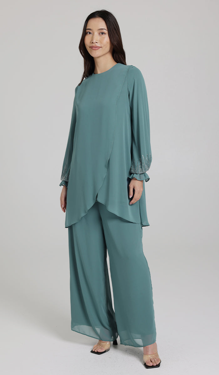 Seema Dressy Long Modest Tunic - Sea Green