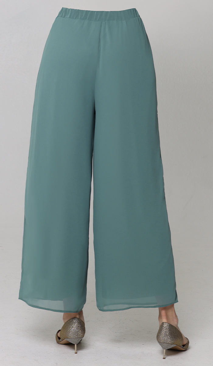 Pantalon Palazzo ample et fluide Safa - Vert d'eau 