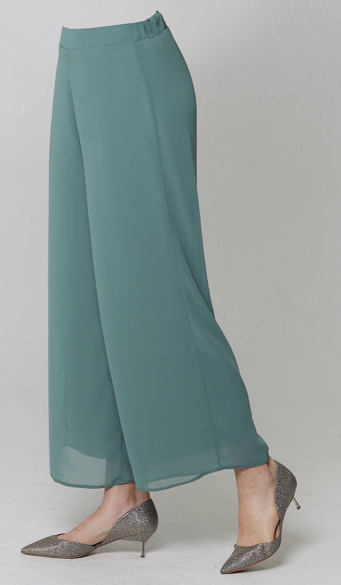 Pantalon Palazzo ample et fluide Safa - Vert d'eau 