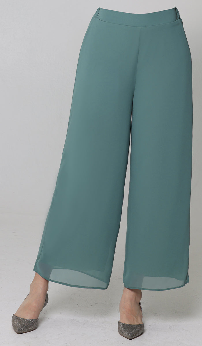 Pantalon Palazzo ample et fluide Safa - Vert d'eau 