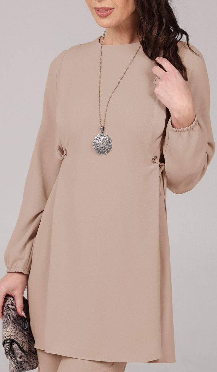 Sakinah Long Modest Adjustable Long Tunic - Latte