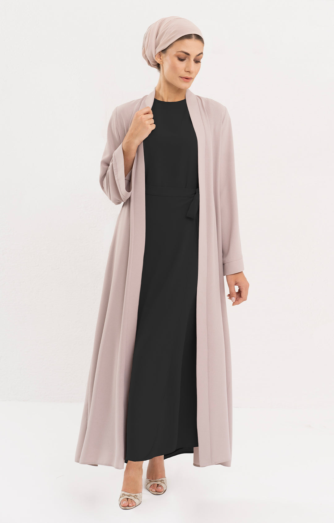 Sebil Modest Long Wrap Front Maxi Dress - Black - Final Sale