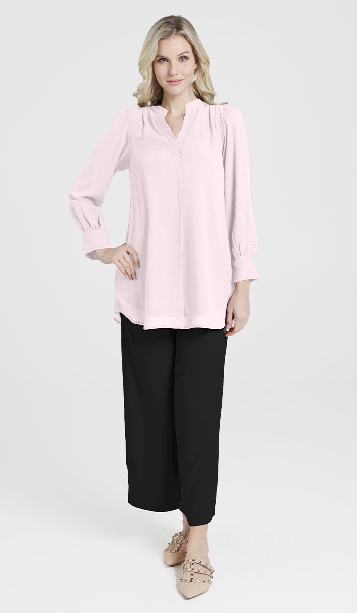 Shaina Long Chiffon Modest Top - Blush