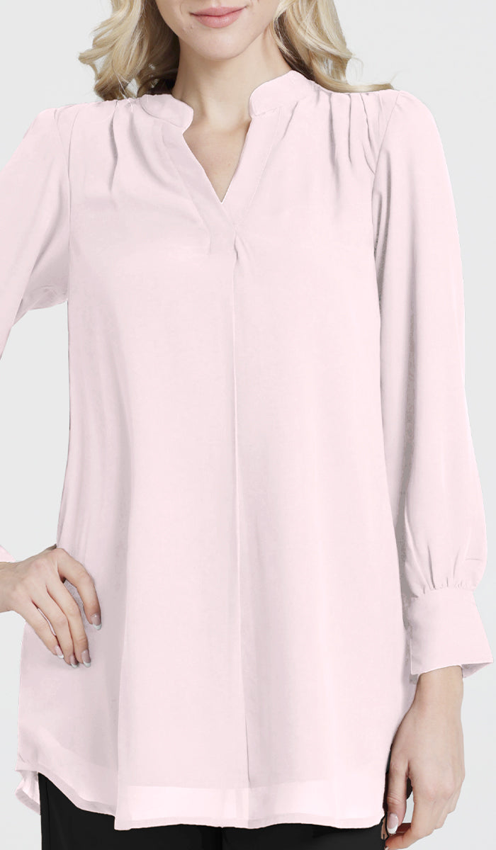 Shaina Long Chiffon Modest Top - Blush