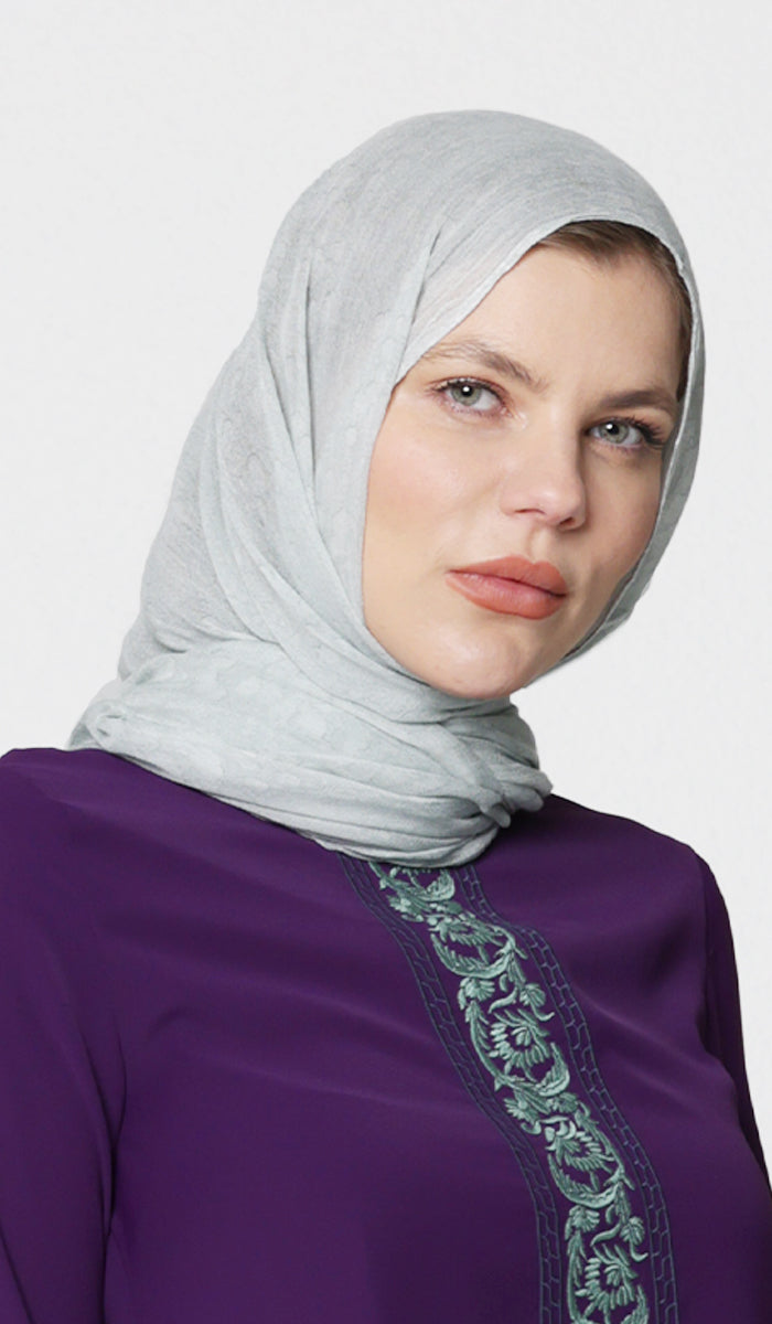 Subtle Stonewash Print Non-slip Wrap Hijab Scarf - Sage Gray