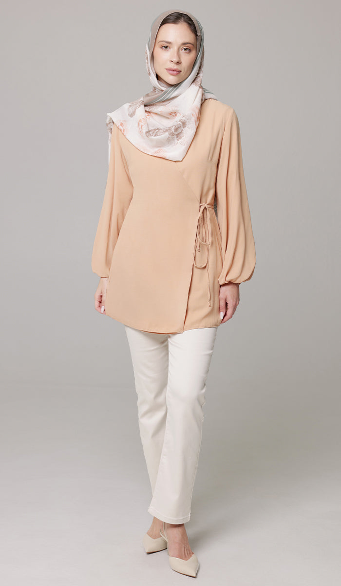 Ula Light Long Comfy Wrap Jacket - Caramel - Final Sale