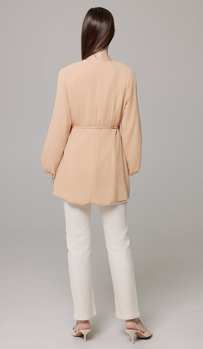 Ula Light Long Comfy Wrap Jacket - Caramel - Final Sale