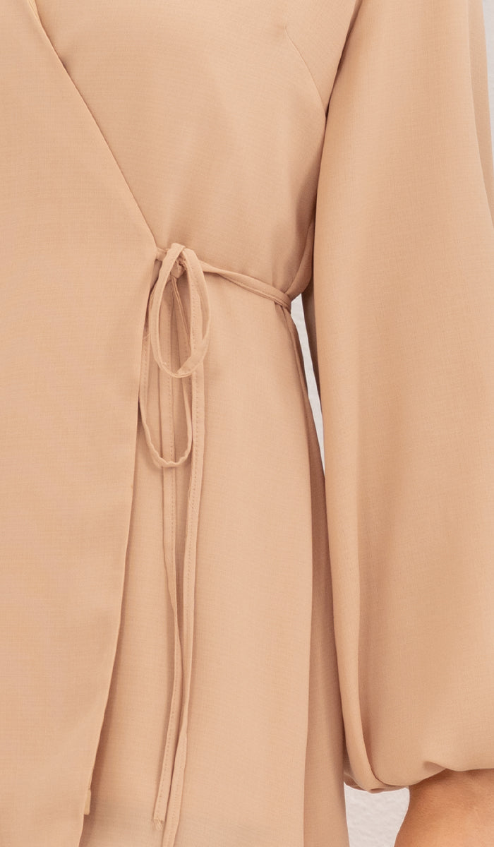 Ula Light Long Comfy Wrap Jacket - Caramel - Final Sale