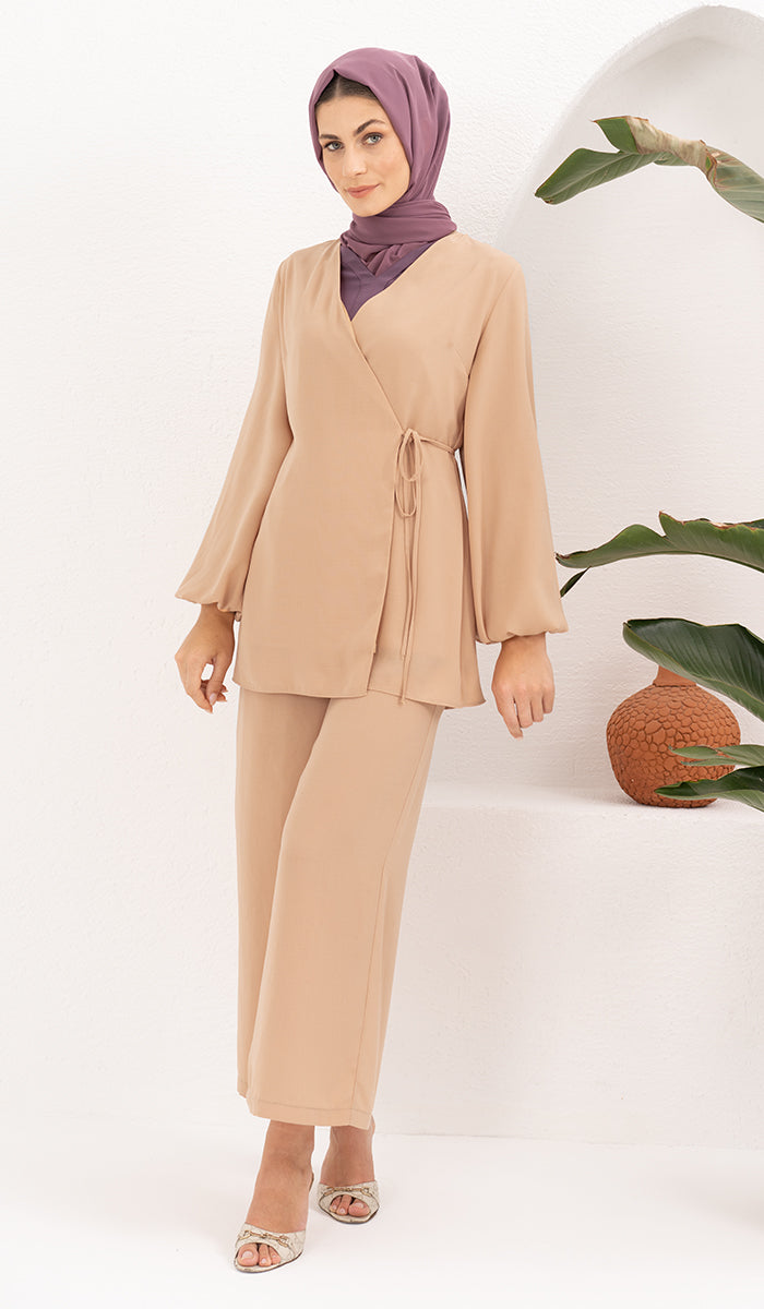 Veste chemise longue et confortable Ula - Caramel