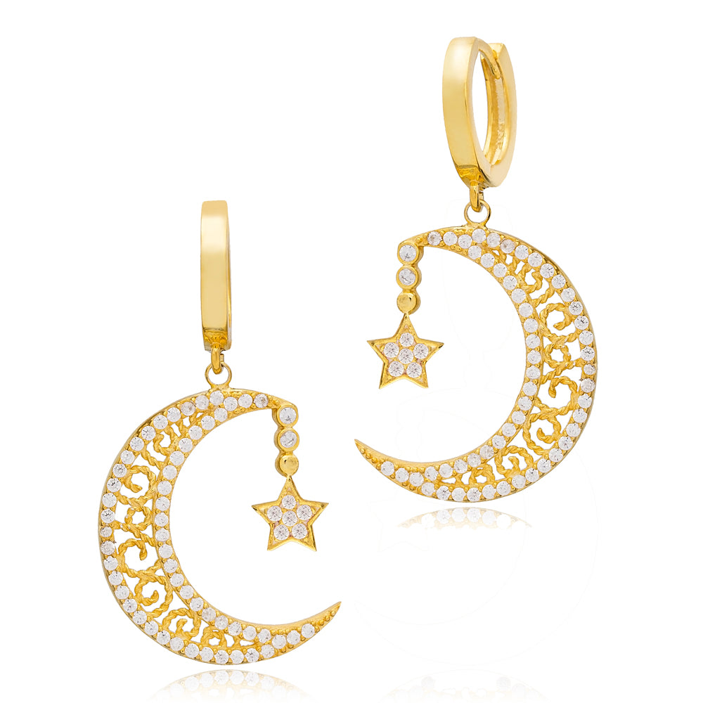 Old Mine-cut Diamond Star and Crescent New Moon Brooch