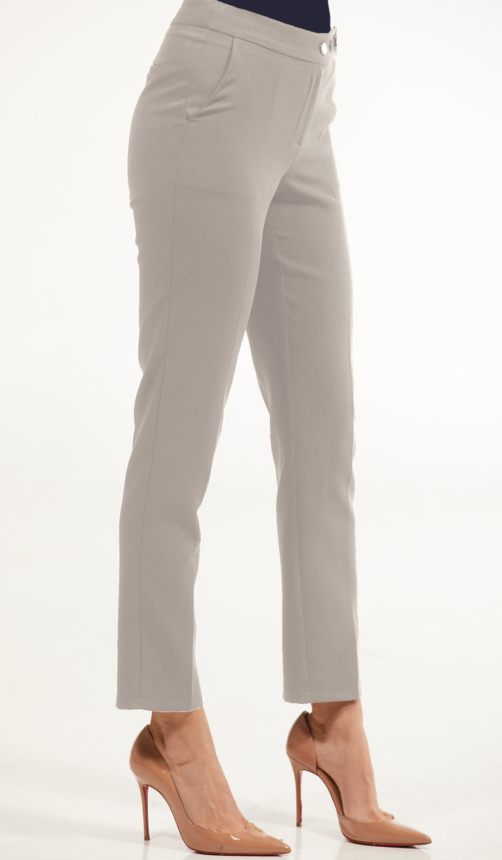 Alma Tailored Stretch Cigarette Pants - Silver - Final Sale