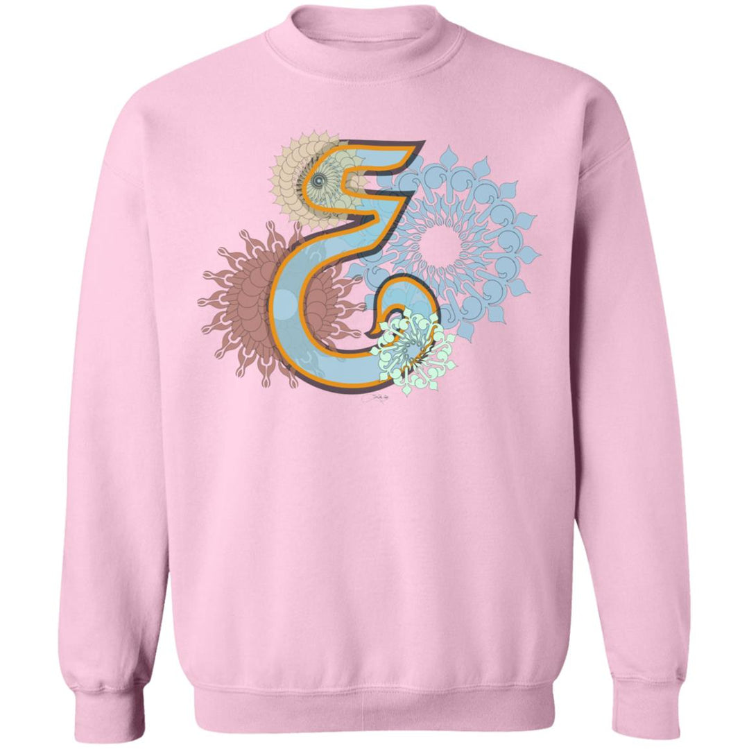 pink pullover sweater with design.