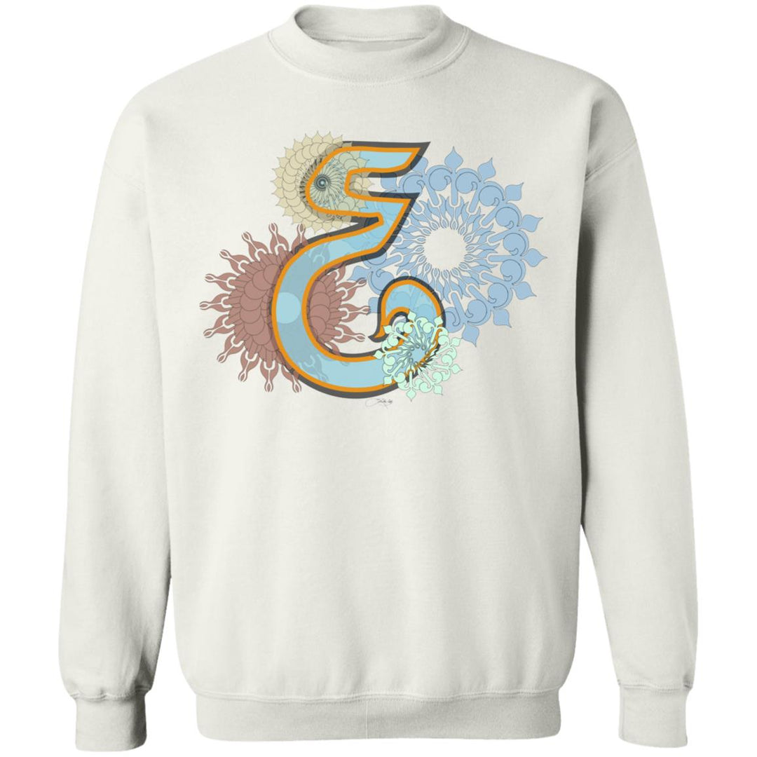 white pullover sweater with design.