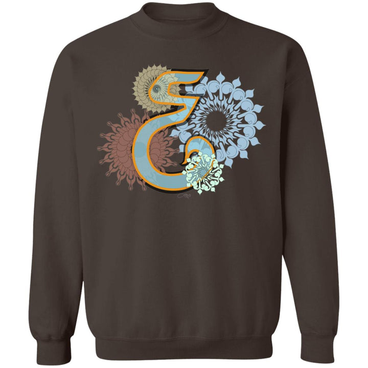 brown pullover sweater with design.