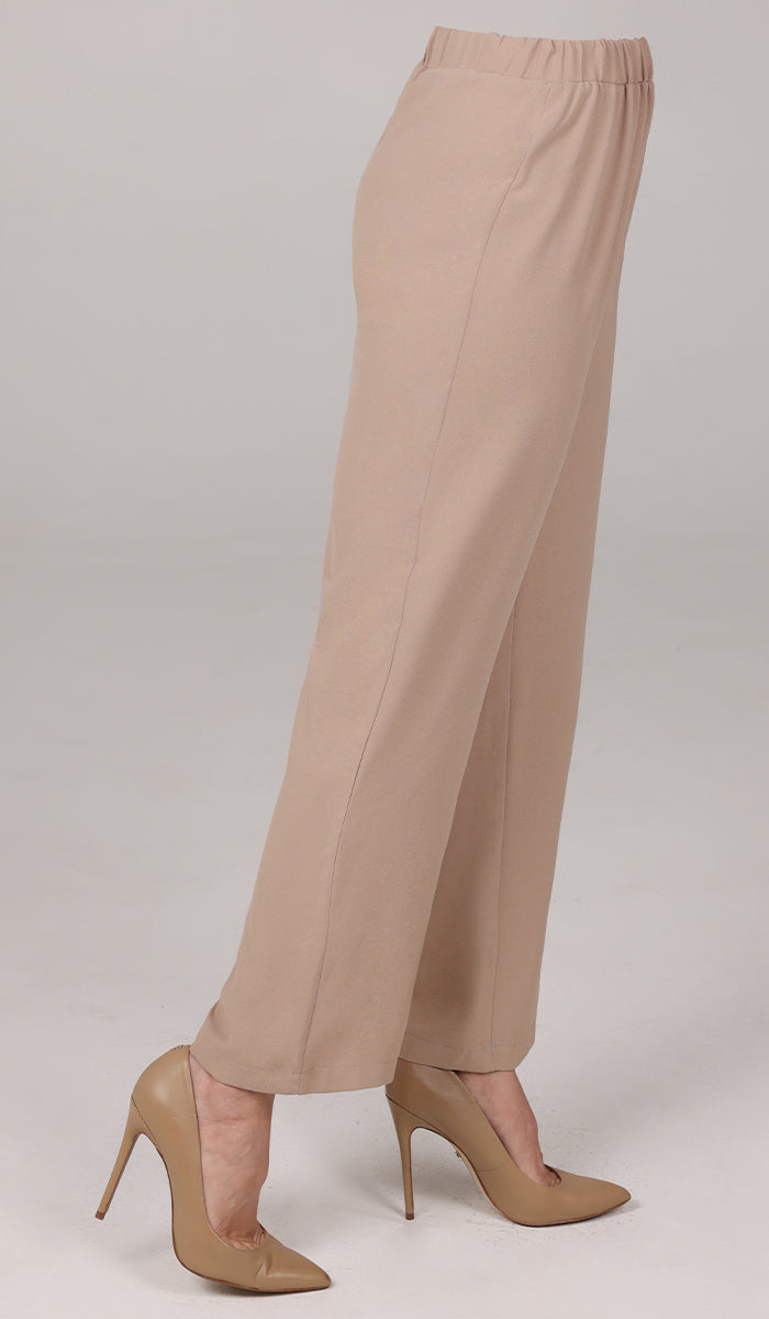 Sakinah Loose Stretch Waist Tapered Leg Pants - Latte - Final Sale