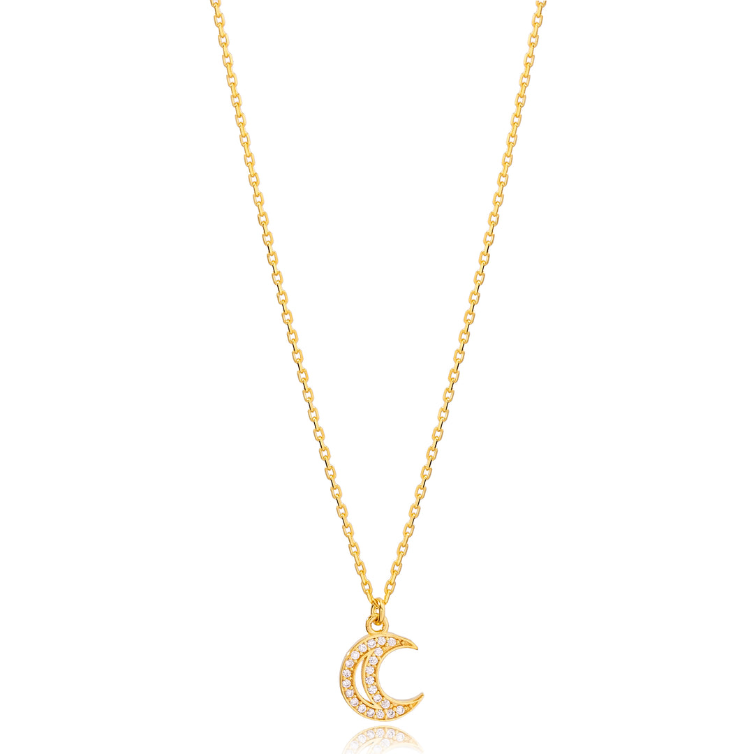 Mina Sterling Silver Crescent Moon Necklace - Gold