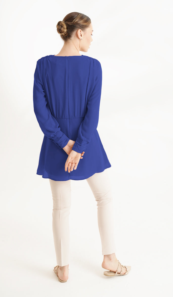 Myra Modest Chiffon Tunic Dress - Royal Blue - FINAL SALE