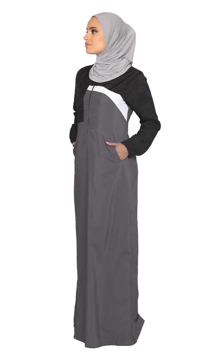 One Piece Stretch Sports Hijab - Light Gray Heather