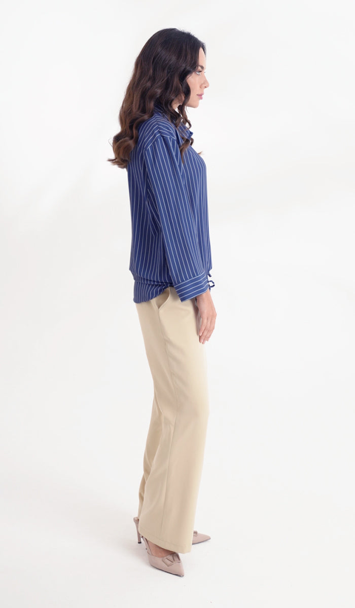 Parvin Pinstripe Button-down Shirt - Navy - Final Sale