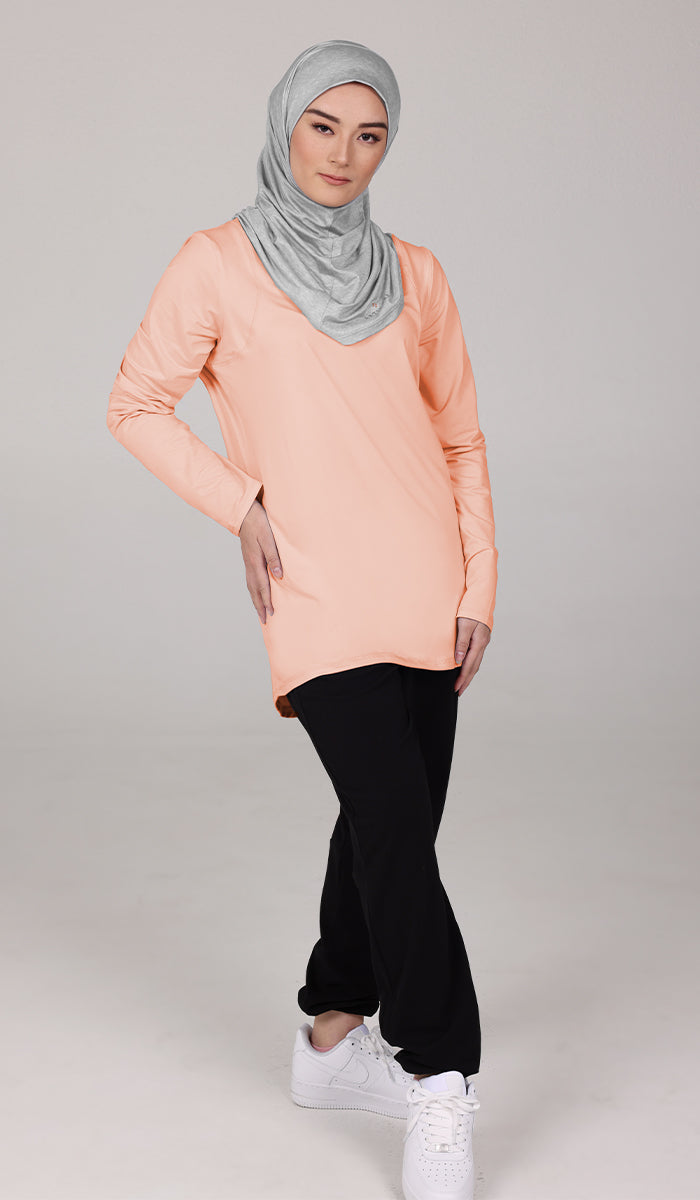 T-shirt modeste à manches longues Peachy Soft - Abricot