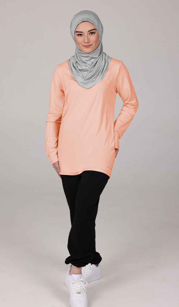 T-shirt modeste à manches longues Peachy Soft - Abricot