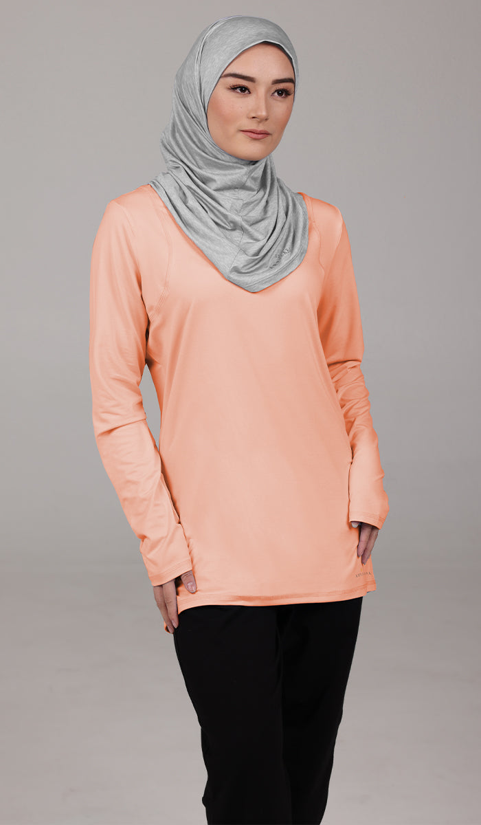 T-shirt modeste à manches longues Peachy Soft - Abricot