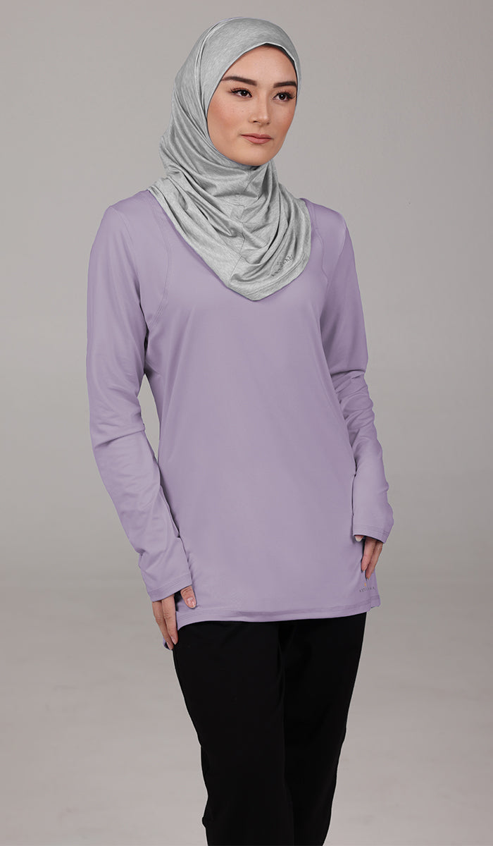 Peachy Soft Long Sleeve Modest T Shirt - Lilac