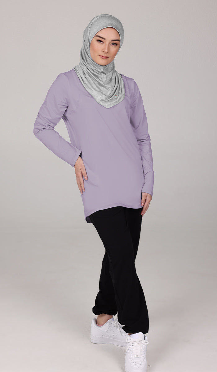 Peachy Soft Long Sleeve Modest T Shirt - Lilac