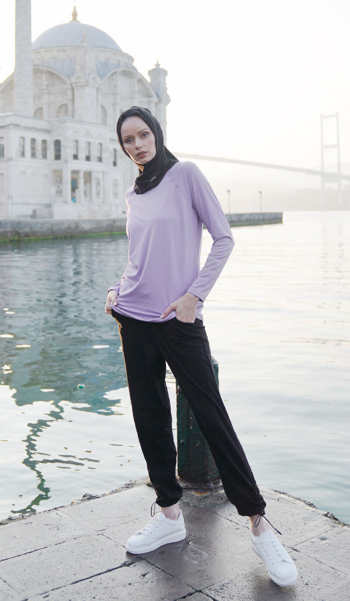 Peachy Soft Long Sleeve Modest T Shirt - Lilac