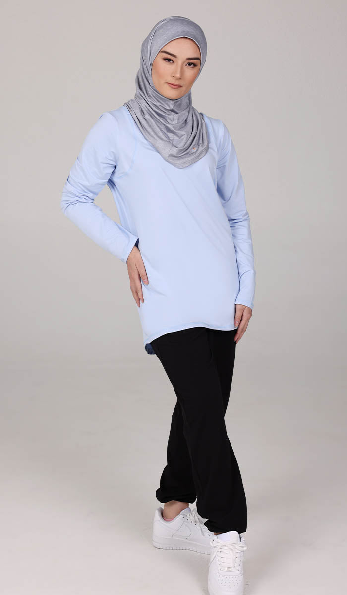 Peachy Soft Long Sleeve Modest T Shirt - Sky