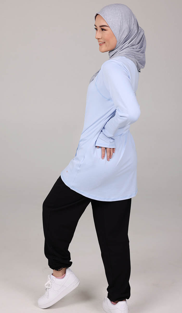 Peachy Soft Long Sleeve Modest T Shirt - Sky