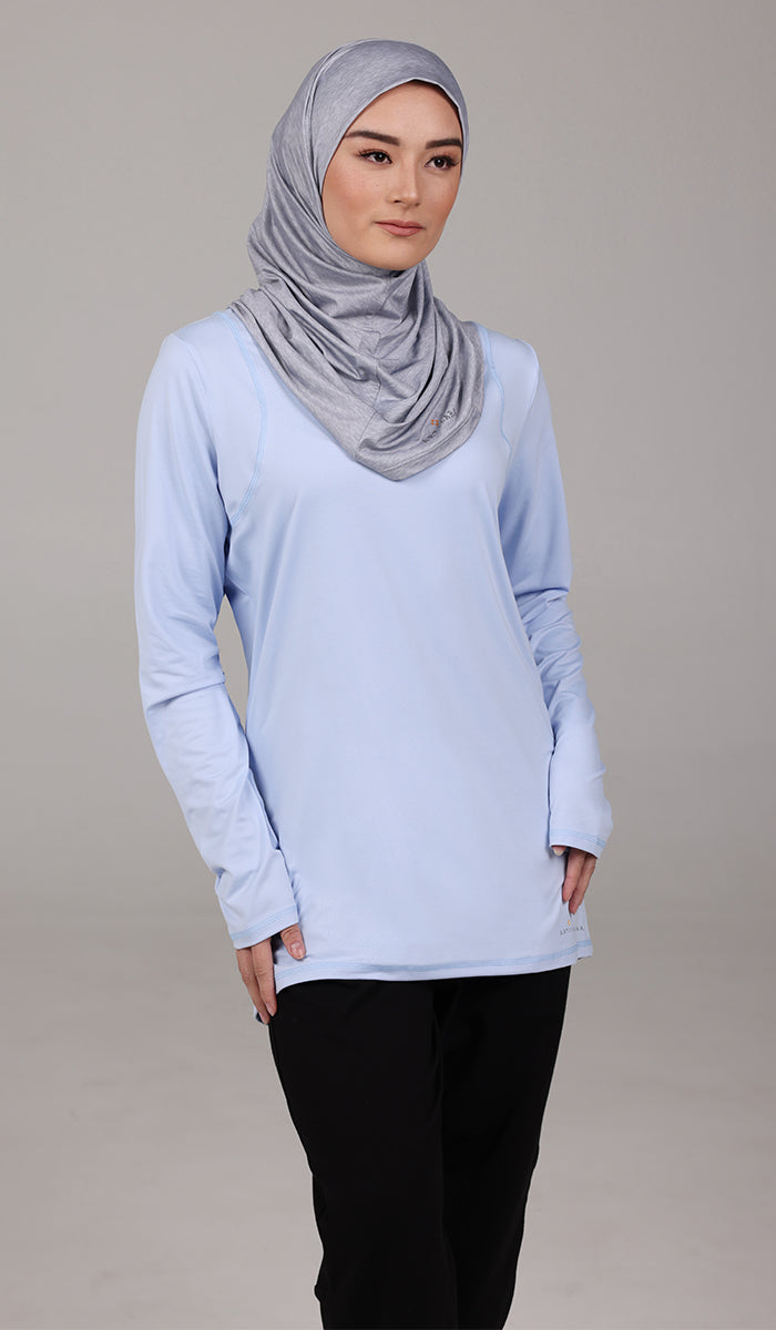 Peachy Soft Long Sleeve Modest T Shirt - Sky