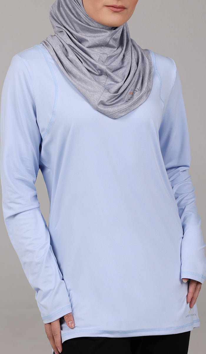 Peachy Soft Long Sleeve Modest T Shirt - Sky