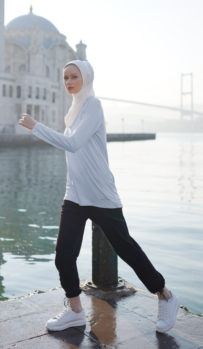 Peachy Soft Long Sleeve Modest T Shirt - Sky