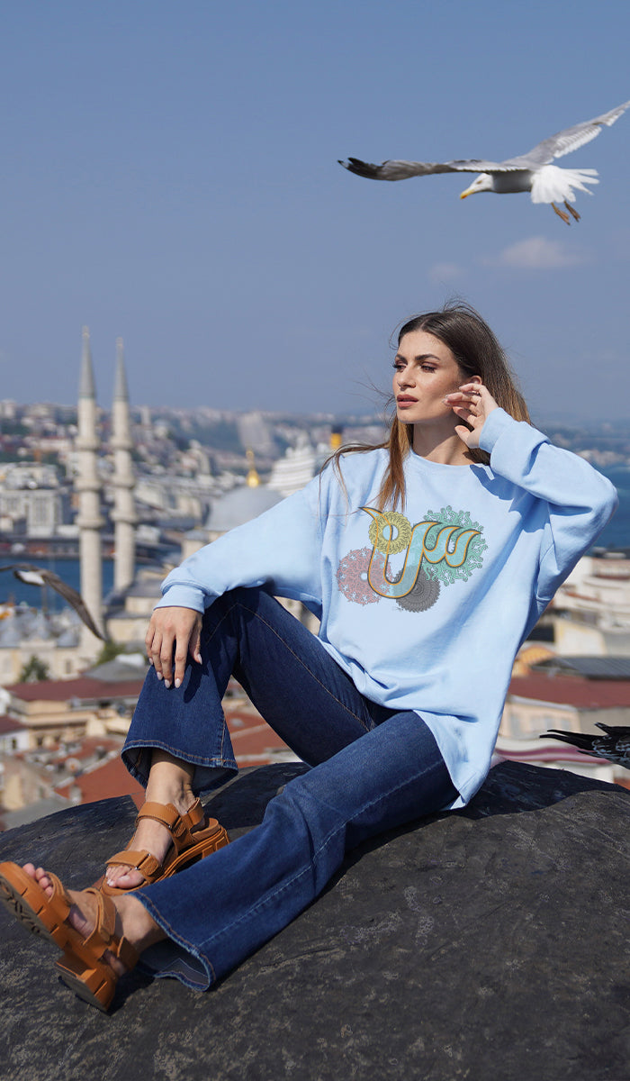 Pullover Sweatshirt with Arabic Initial Sīn.