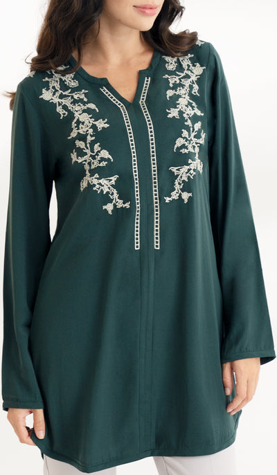 Marvi Indigo Blue Loose Dolman Sleeve Shirt, Modest Islamic Clothing