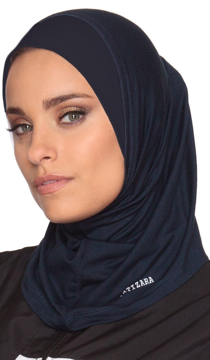 One Piece Stretch Sports Hijab - Navy - ARTIZARA.COM