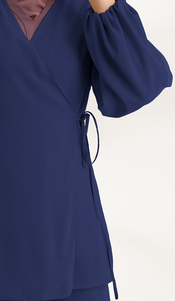 Veste chemise longue et confortable Ula - Bleu lapis