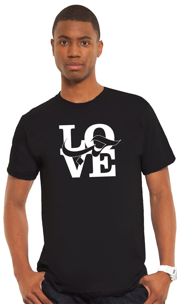 Mens Love Short Sleeve Designer Tee - Black - ARTIZARA.COM