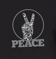 Mens Peace V Sign Short Sleeve Designer Tee - Black - ARTIZARA.COM