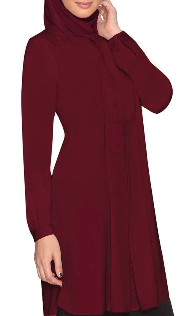 Leah Maroon Red Modest Muslim Tunic Dress  Islamic Clothing Artizara –