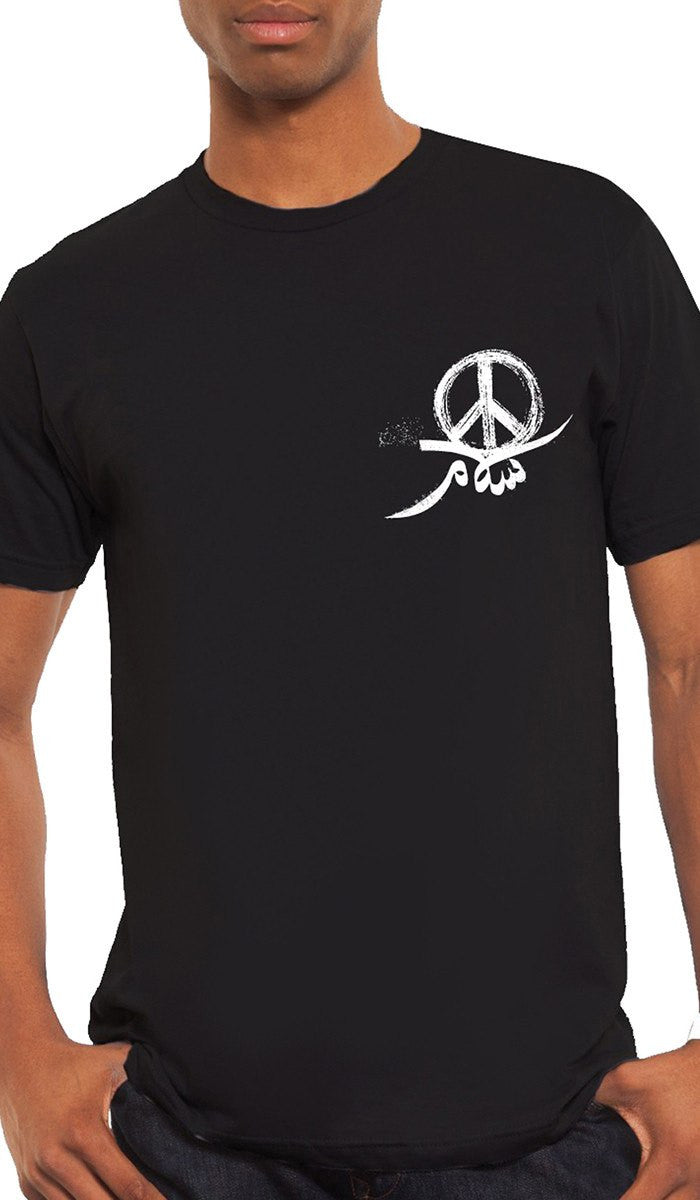 Mens Peace Short Sleeve Designer Tee - Black - ARTIZARA.COM